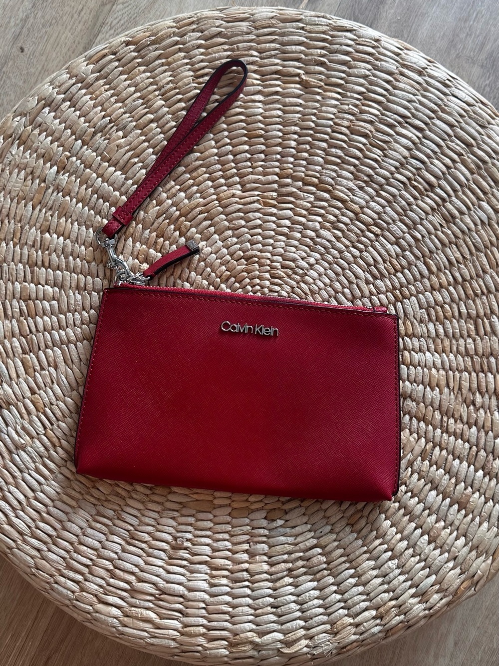 Calvin Klein Red Zip Wristlet Clutch